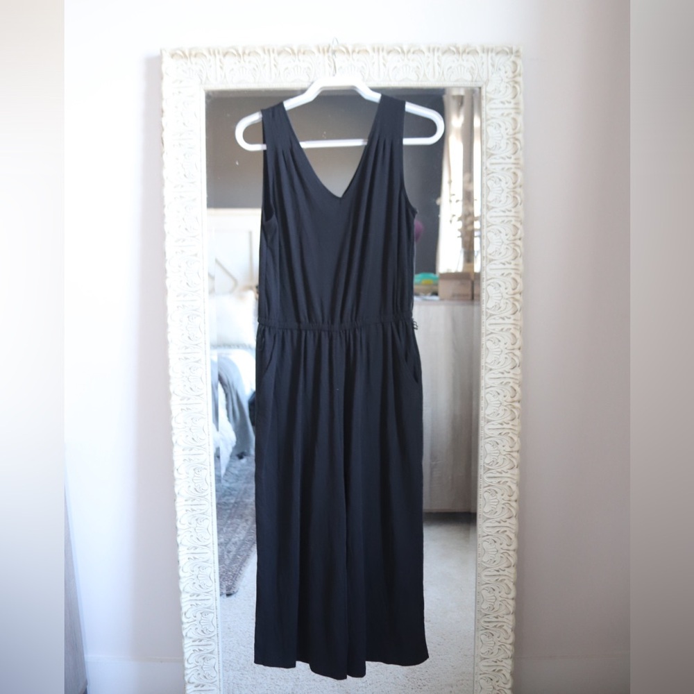 Womens Time and Tru tank Cropped Wide Jumpsuit Black